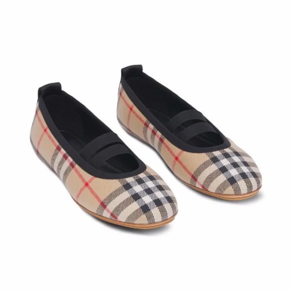 Burberry Kids Logo-Detail Check Ballerina Shoes, Size EU 35, UK 2.5 NEW in Box